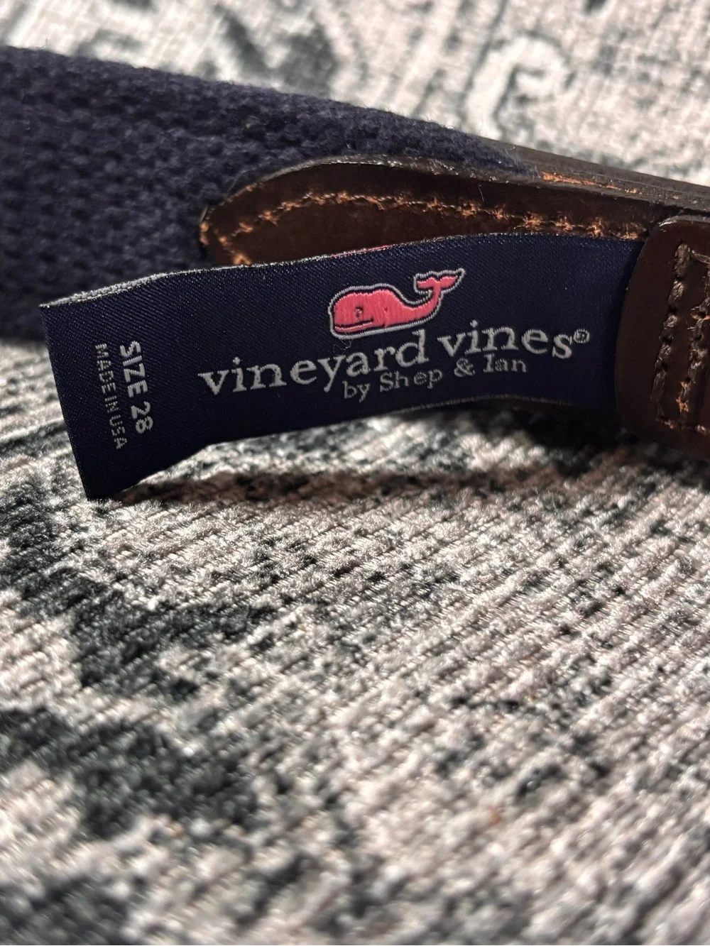 Vineyard Vines Pink Whale Motif Leather-Trim Belt size‎ 28
